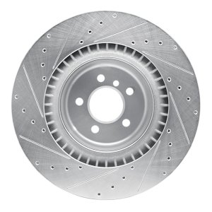 BMW X5 Brake Rotor (1) - Rear Right - R1 Concepts - Drilled & Slotted - Silver - `10-`14